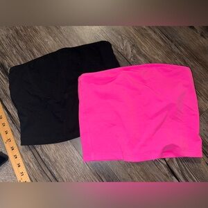 EUC Victoria Secret PINK brand bandeau top lot of 2 HOT PINK BLACK MEDIUM A